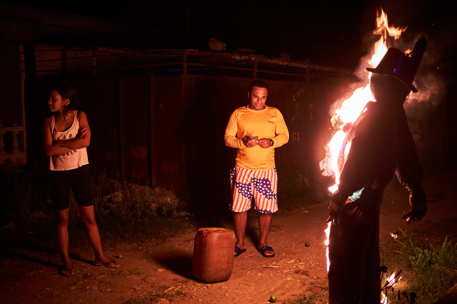 Burning a doll, or effigy, on New Year’s Eve in Cuba.
